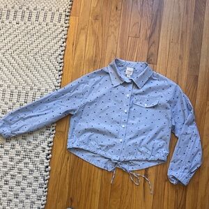 Maeve Striped Shirt with Blue Embroidery